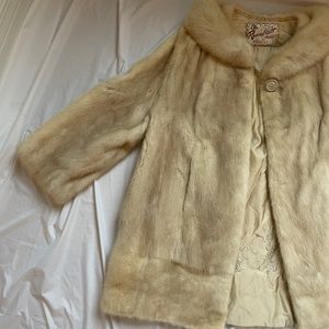Genuine fur coat, blonde fur